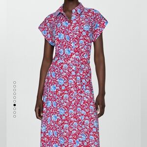 Floral Red and Blue Dress